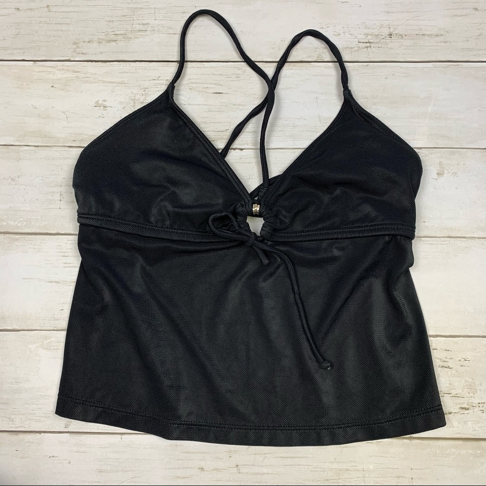 Esprit Beach Black Shimmer Open Back Tankini Swim